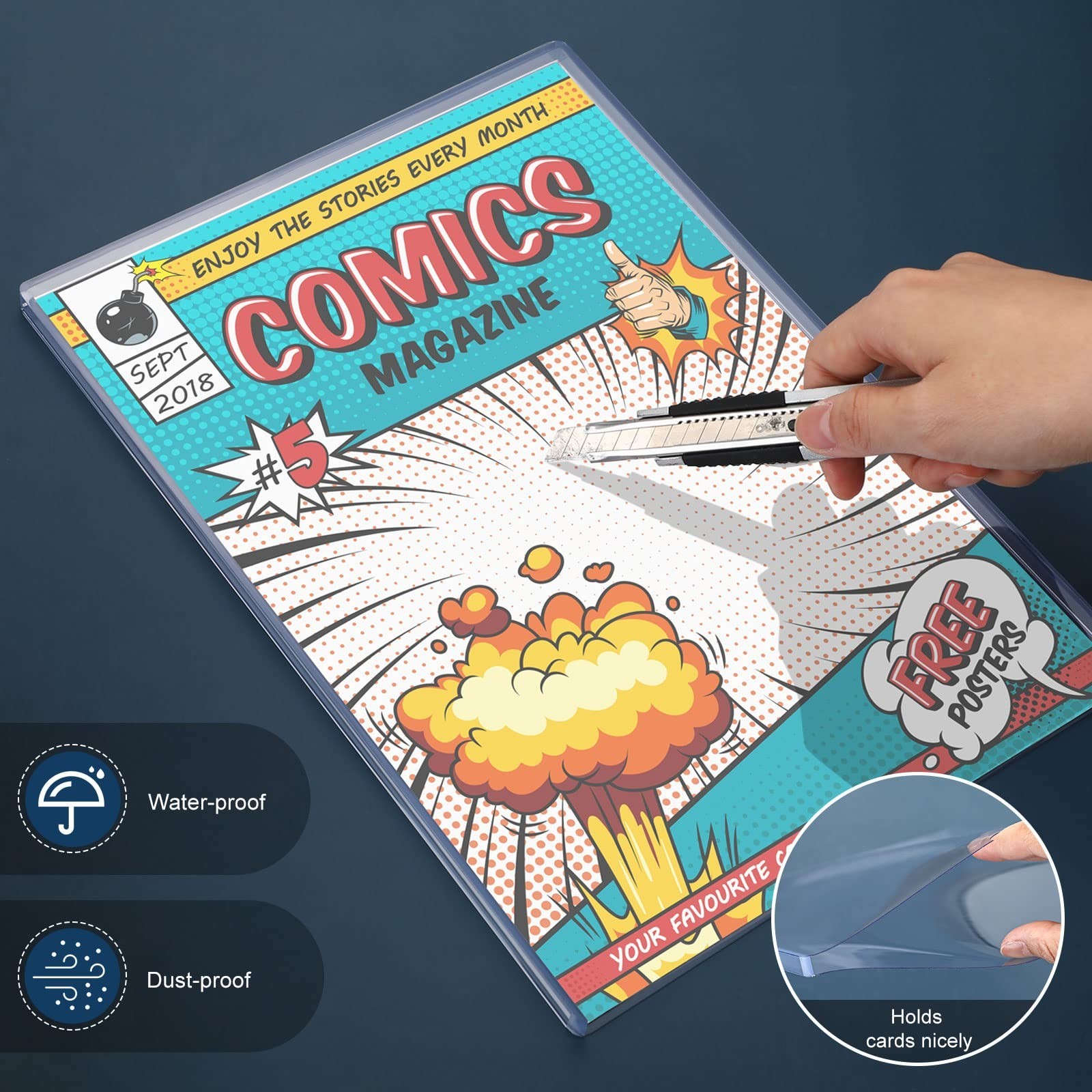 Comic Book Display Case Set, Include Comic Book Sleeves and Clear Plastic Easel