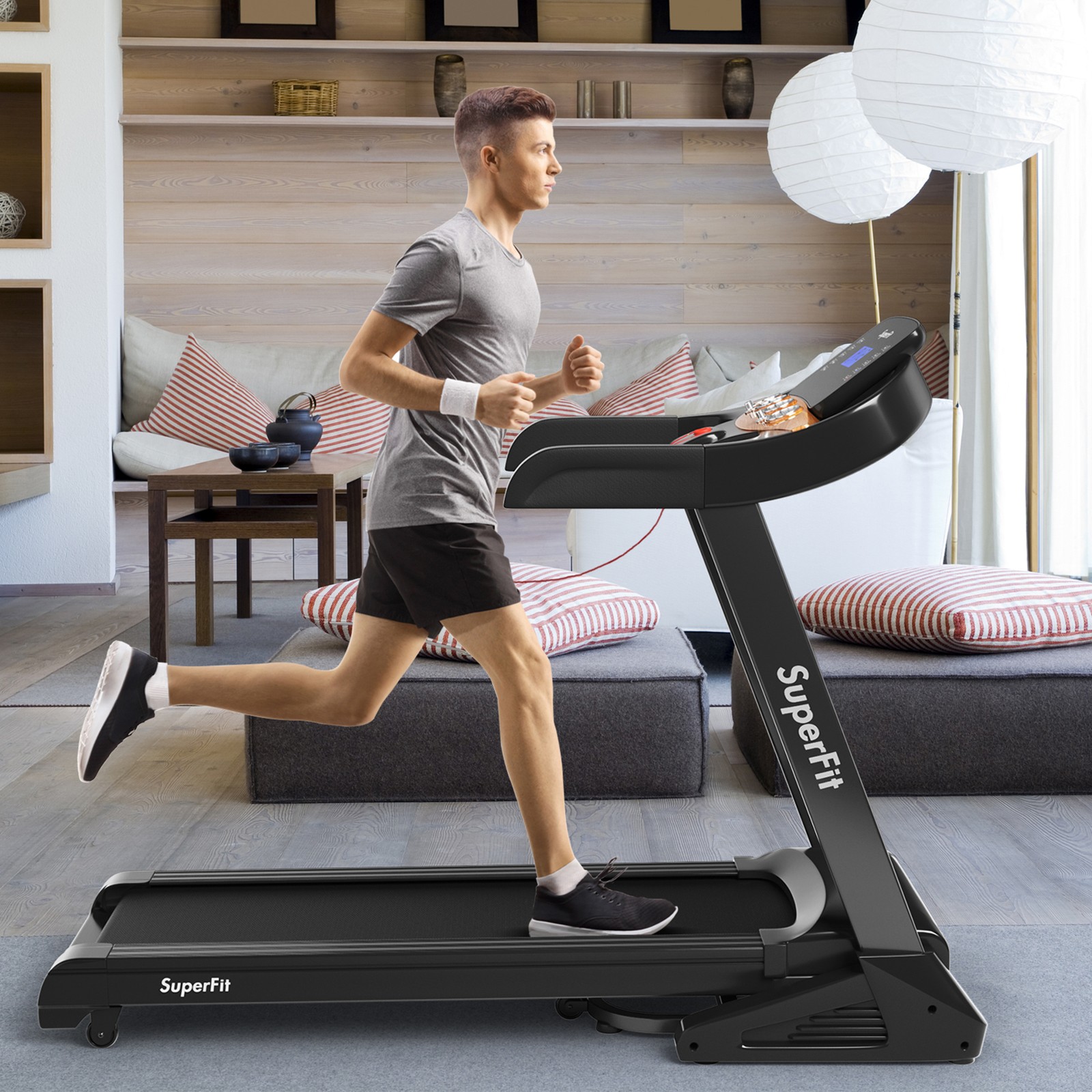3.75HP Folding Treadmill Running Jogging Machine w/ 15% Automatic Incline