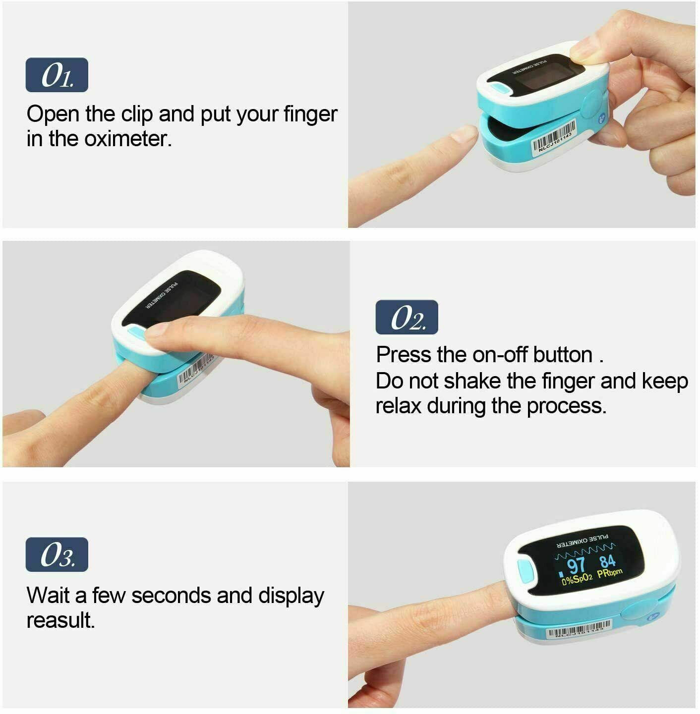 Portable Finger Pulse Oximeter Blood Oxygen Monitor Heart Rate SpO2 PR Oxymeter