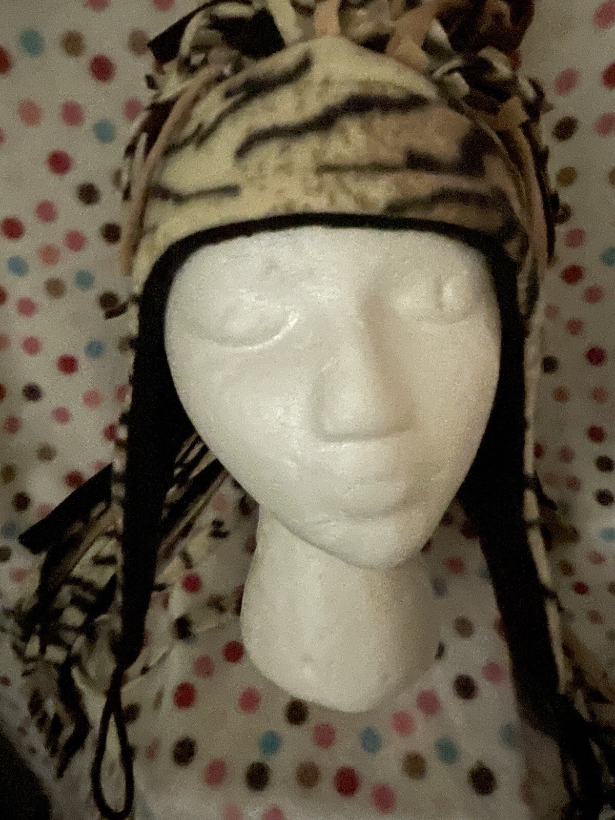 Wild N Crazy TIGER “hair” Fleece Hats Handmade Unique One Of A Kind TIGER Print