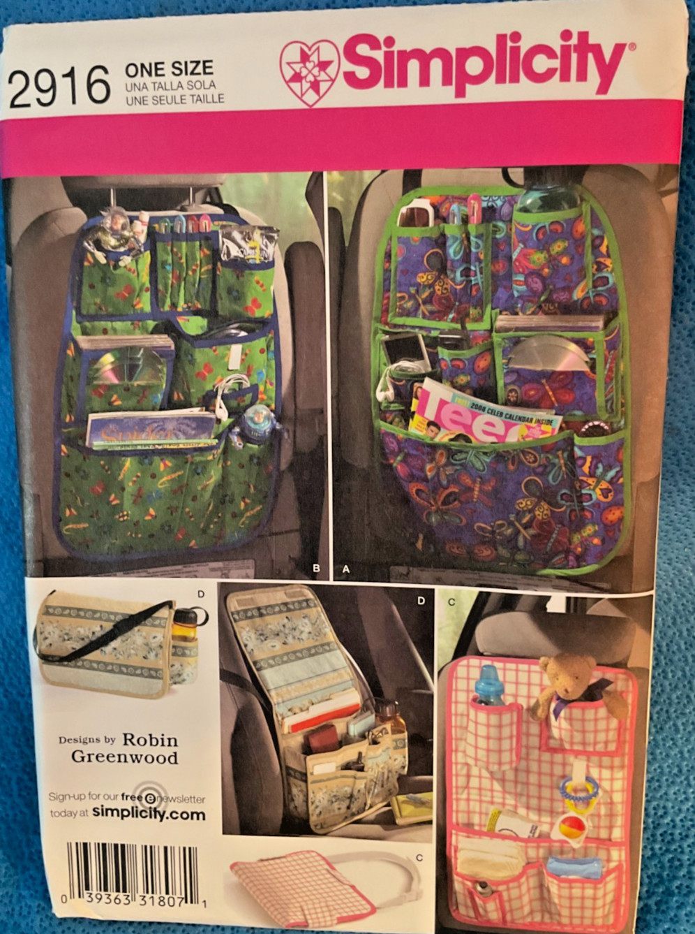 Simplicity Pattern Car Organizers   2916 MAP