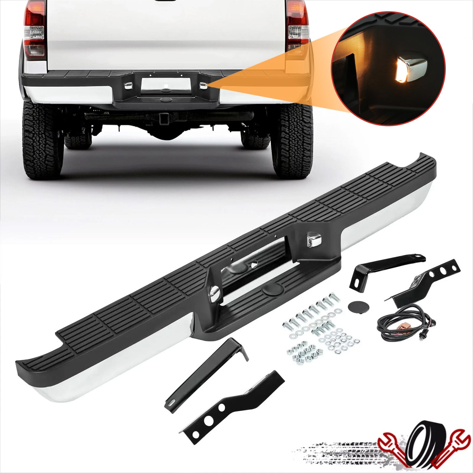 Chrome Steel Rear Step Bumper Assembly Face Bar For Ford Ranger Styleside 93-11