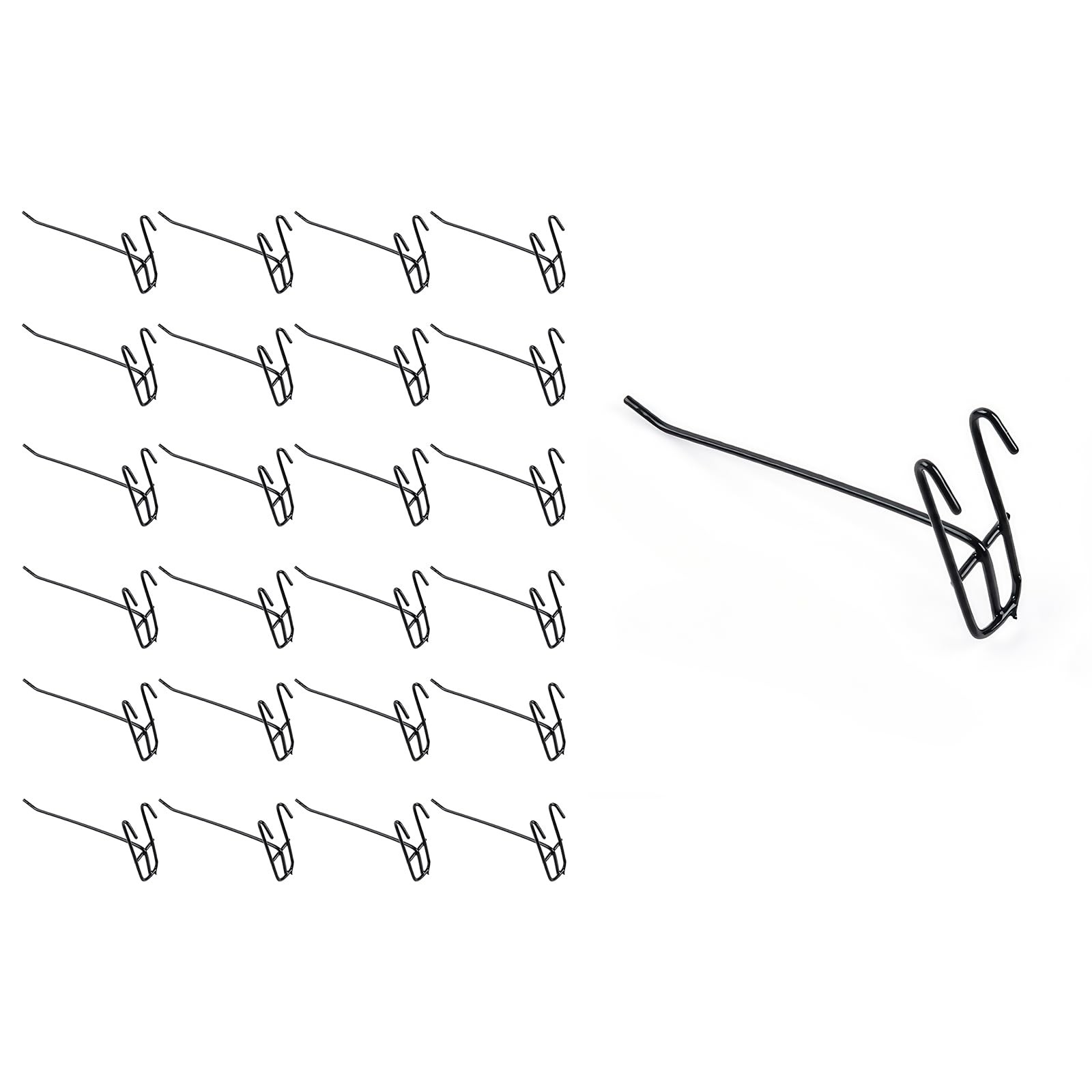 4 Inch Gridwall Hooks (25 Pack), Black Display Hangers, Wall Mount Storage Pa...