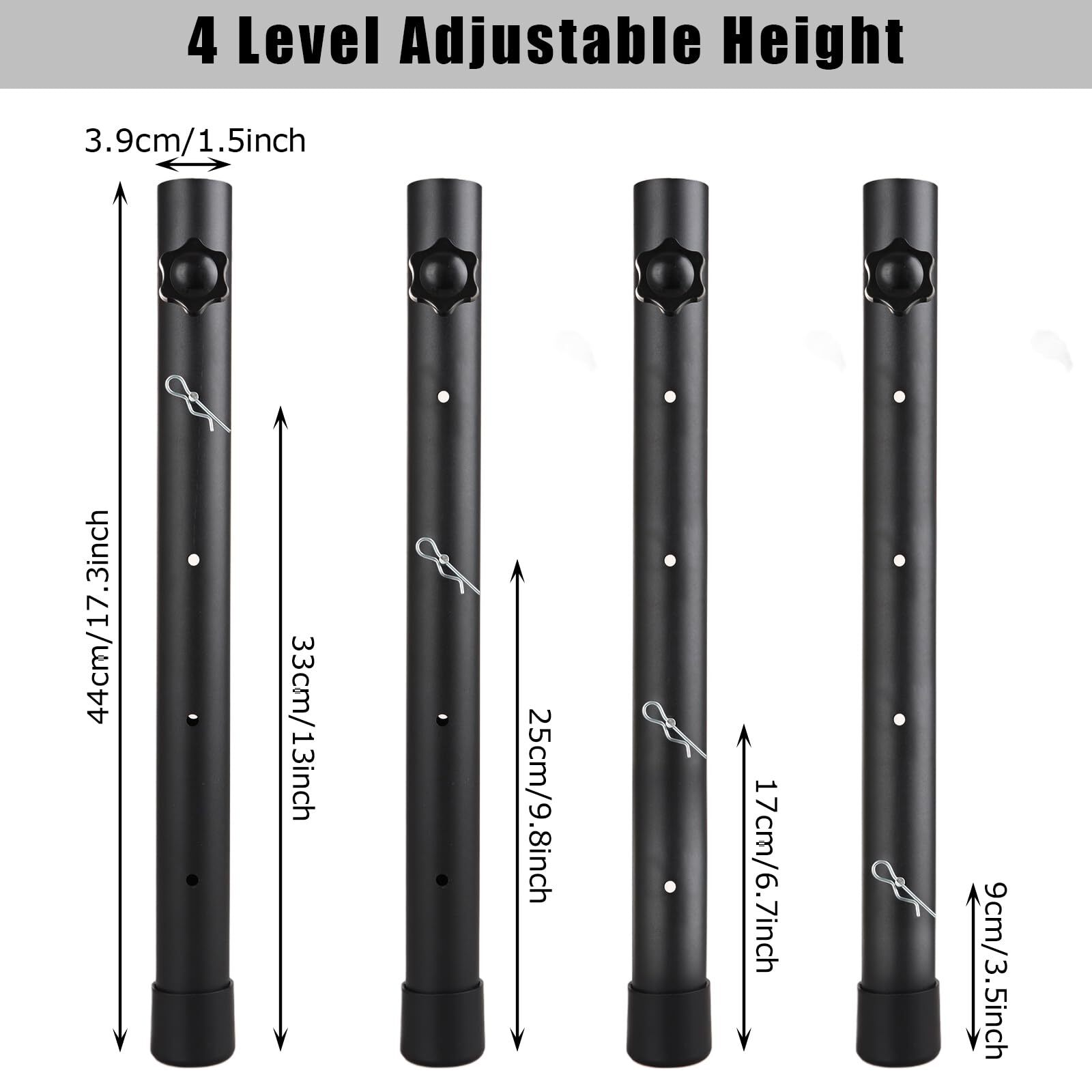 4 Pack Table Leg Extenders - 4 Levels Adjustable Folding Table Leg Extenders ...