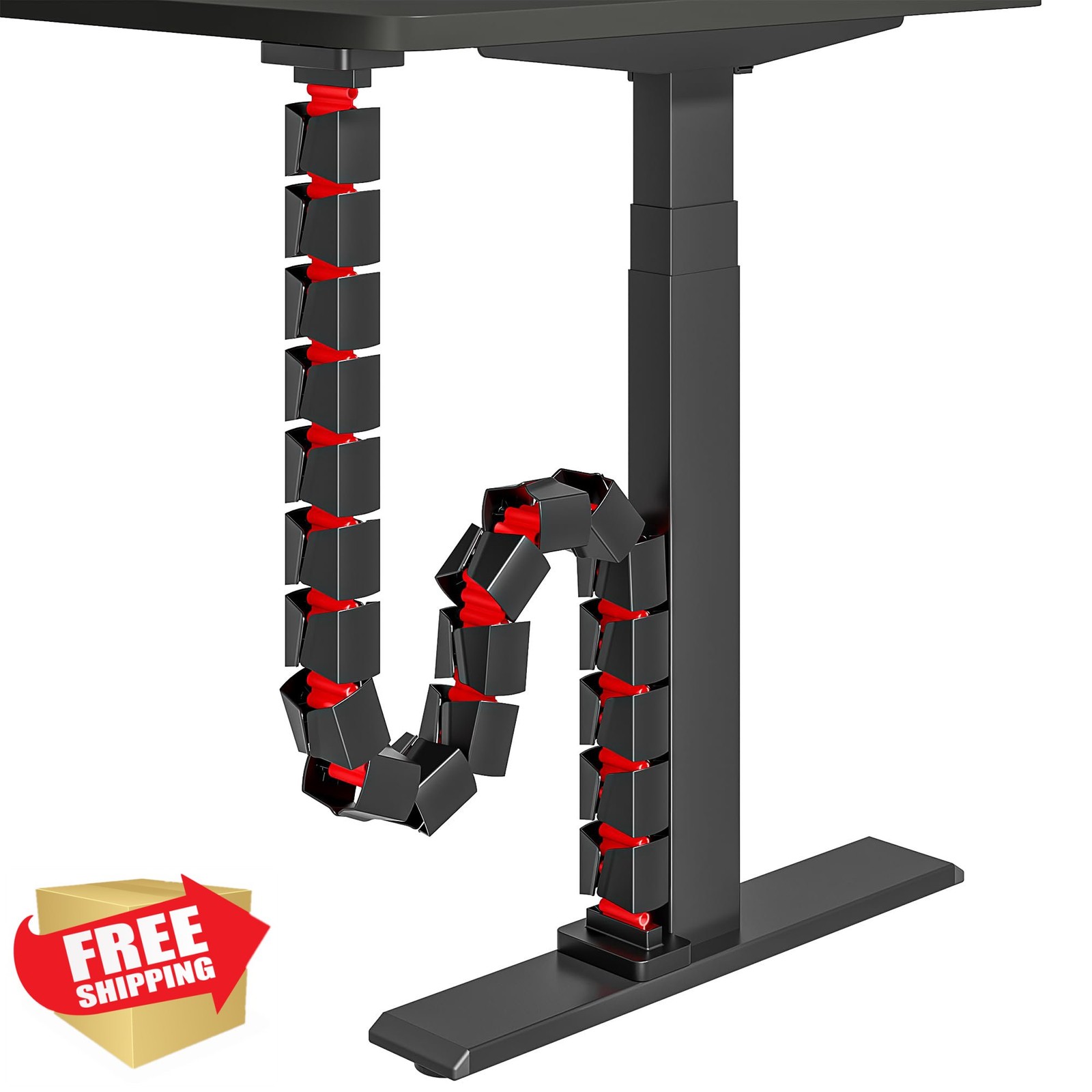 ARES WING Under Desk Cable Management Spine Magnetic Adjustable Red