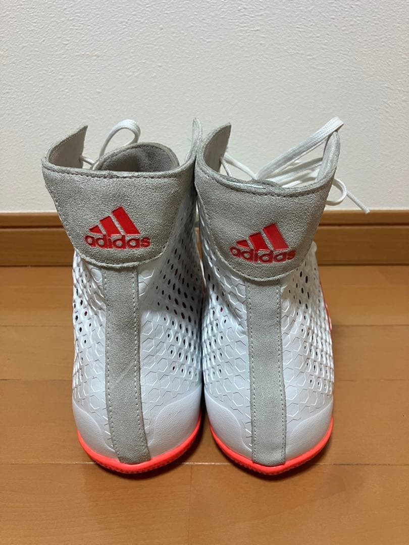 Adidas Boxing Shoes White/Red High-Cut Leather Size 28.0cm / US Men 10 / EU 43.3