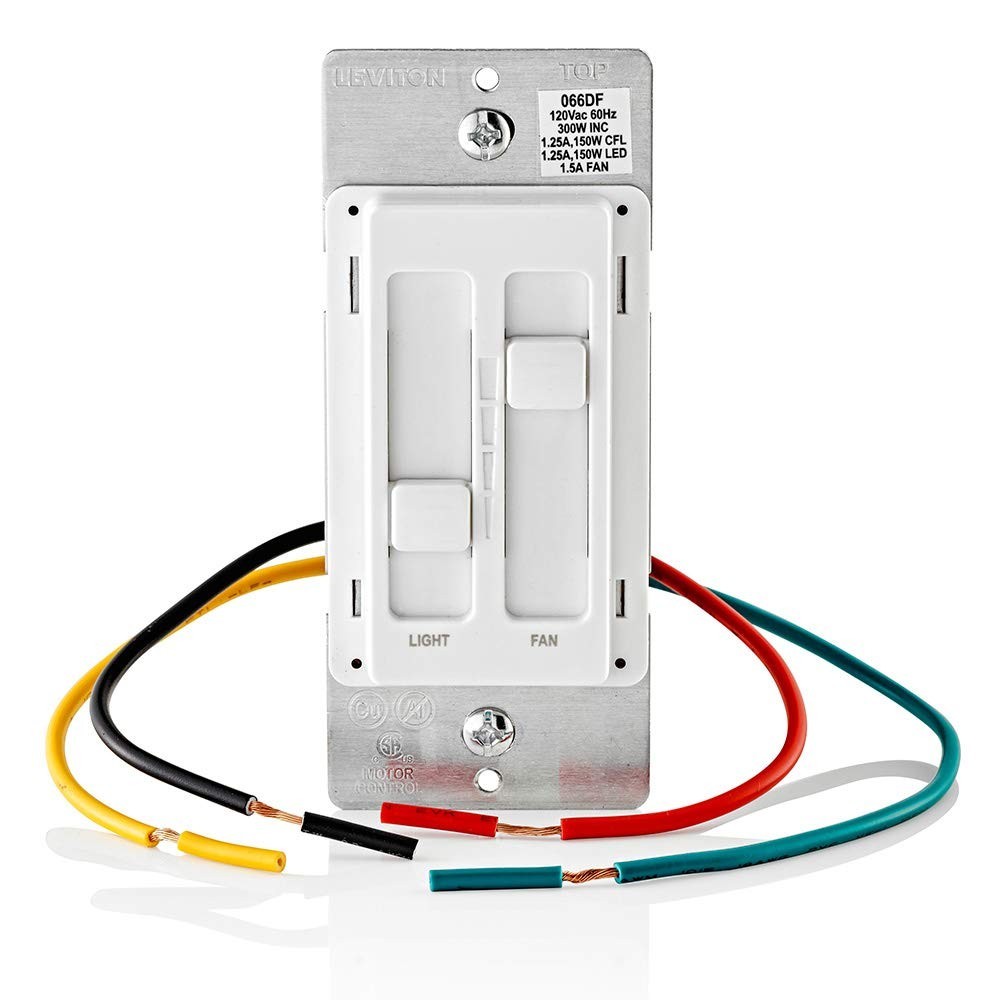 Convenient Dual Control Fan & Light Dimmer Switch - White, 150W LED Rated
