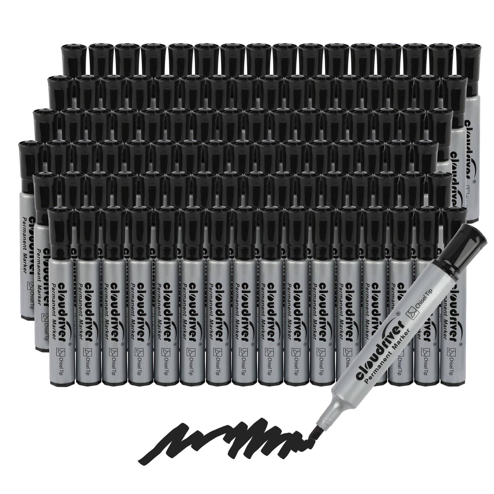 cloudriver Permanent Markers 96 Count, Black 1 Count (Pack of 96),