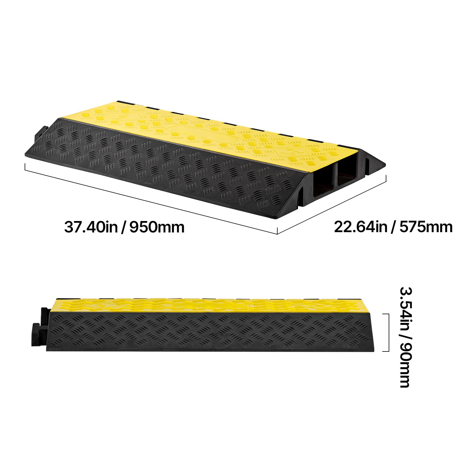 Uimoso Rubber Cable Ramp with 2 Channels, 22000 lbs Axle Load Capacity