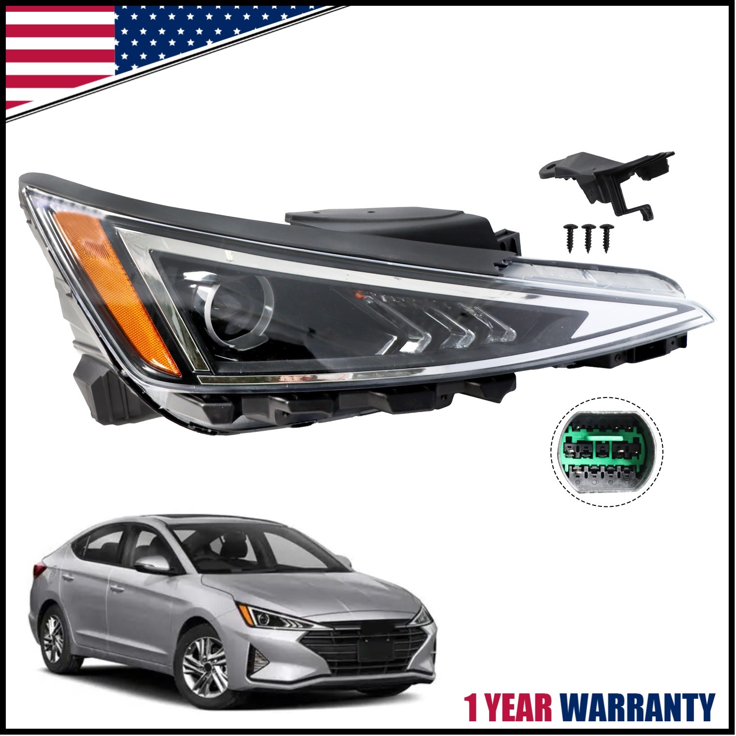 For 2019-2020 Hyundai Elantra Headlight Assembly Passenger Halogen 92102F3500