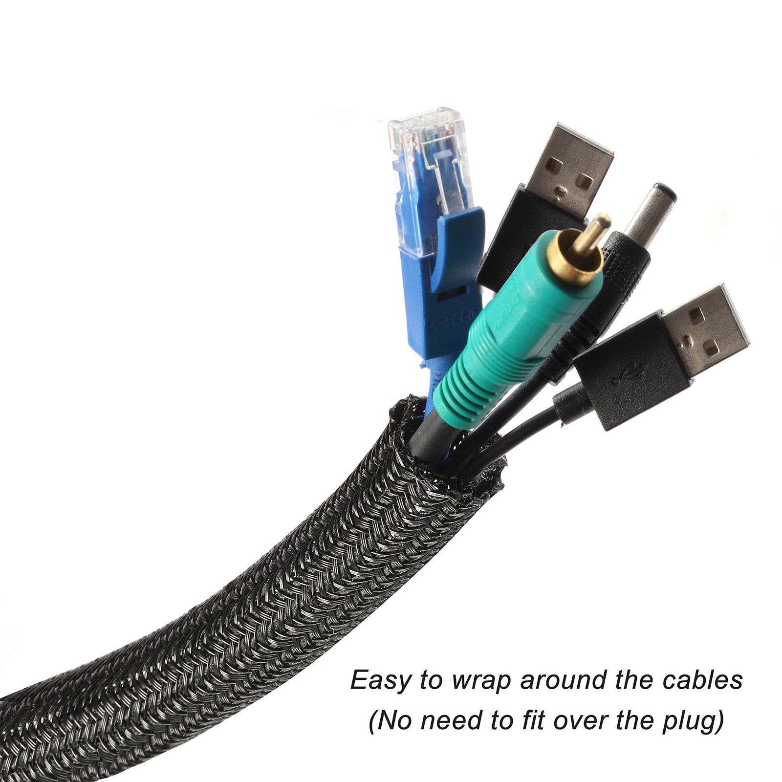 Cable Management Sleeve, Split Design, 25FT 1/2 Inch, Black