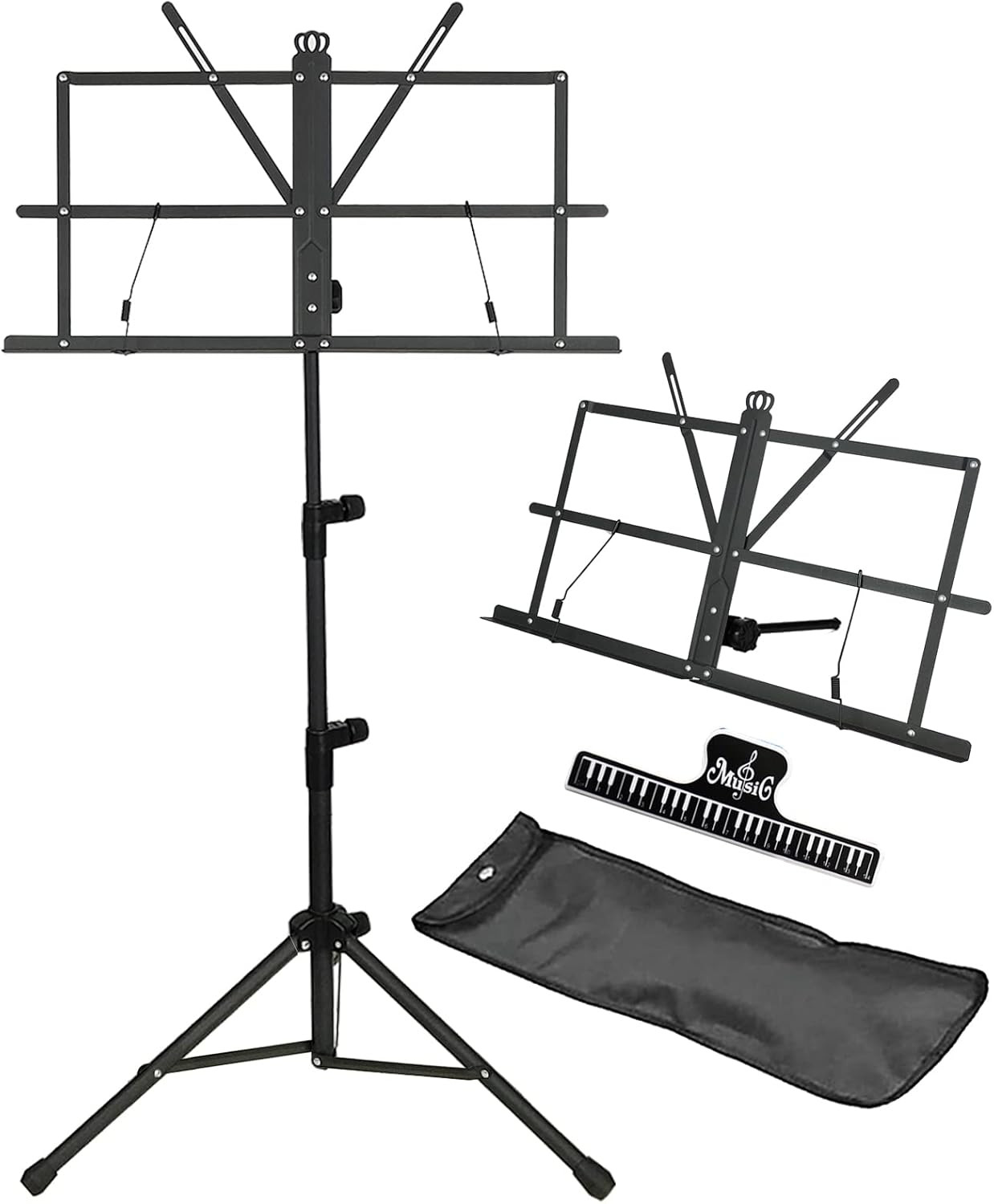 Sheet Music Stand with Clamp and Carrying Bag - 2 in 1 Dual-Use