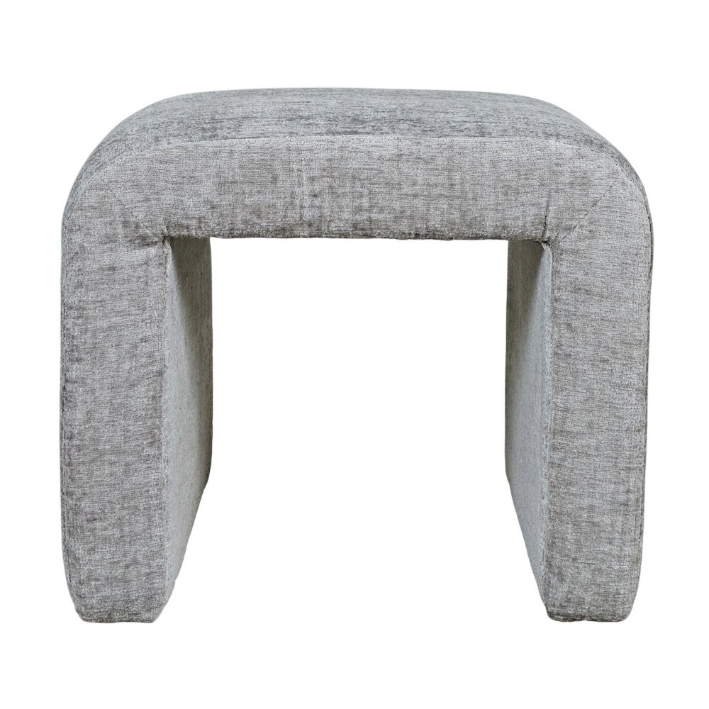 Modern Curved Upholstered Waterfall Jacquard Petite Ottoman Bench - Set of 2