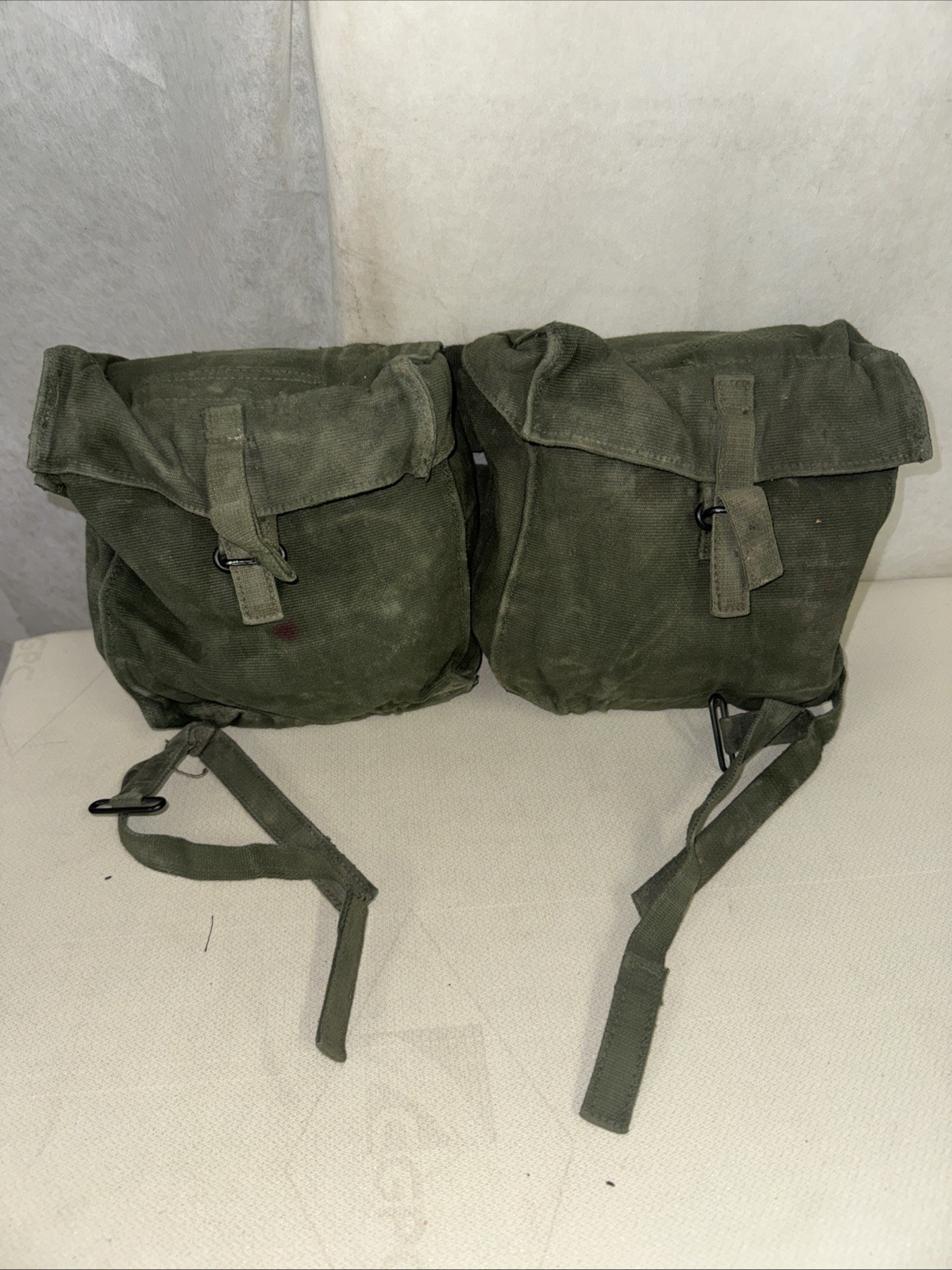 British 58 Pattern Cotton Webbing Double Kidney Pouch Set - Olive Drab Green