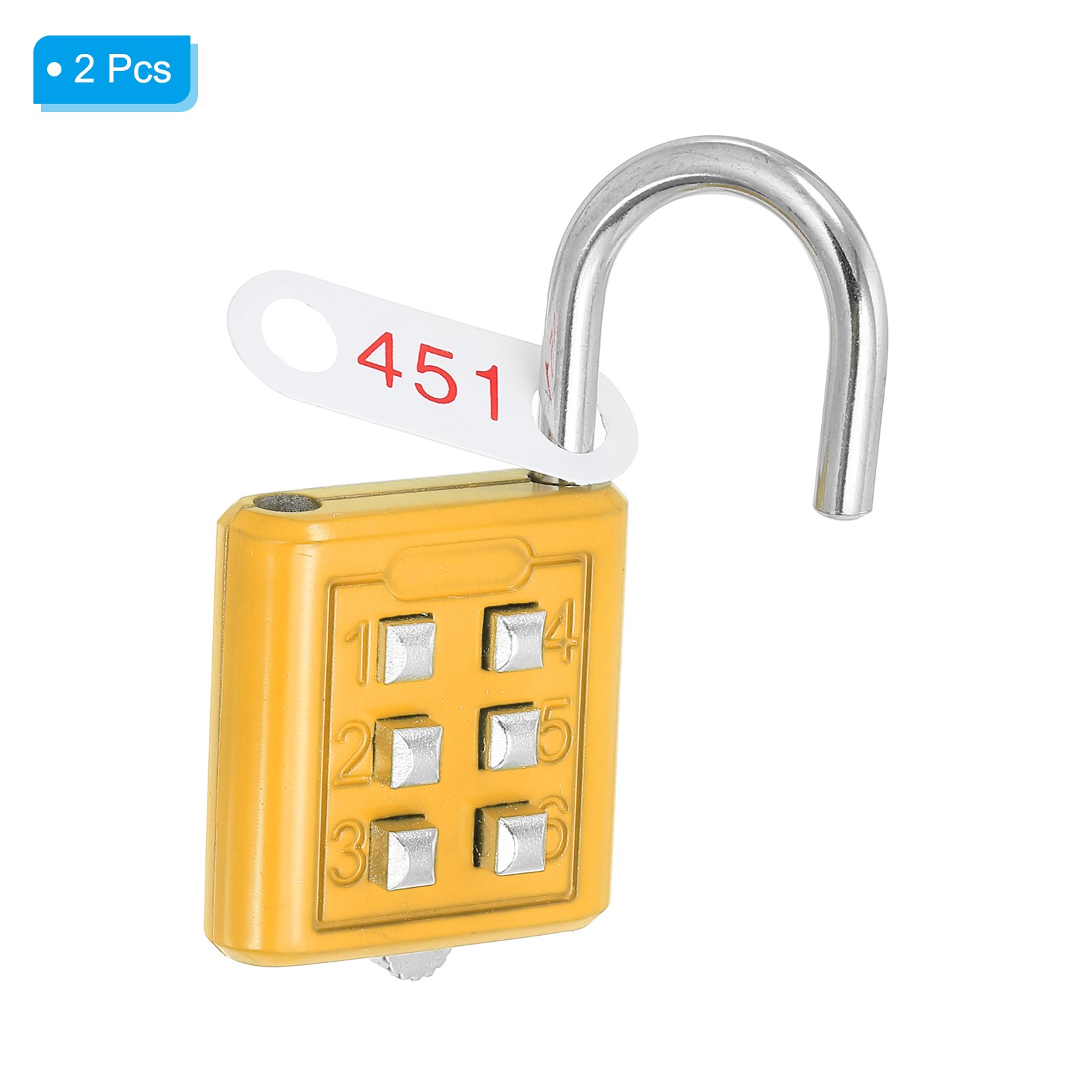 6 Digit Button Combination Padlock 2pack 3 Digit Locking Mechanism Lock Yellow