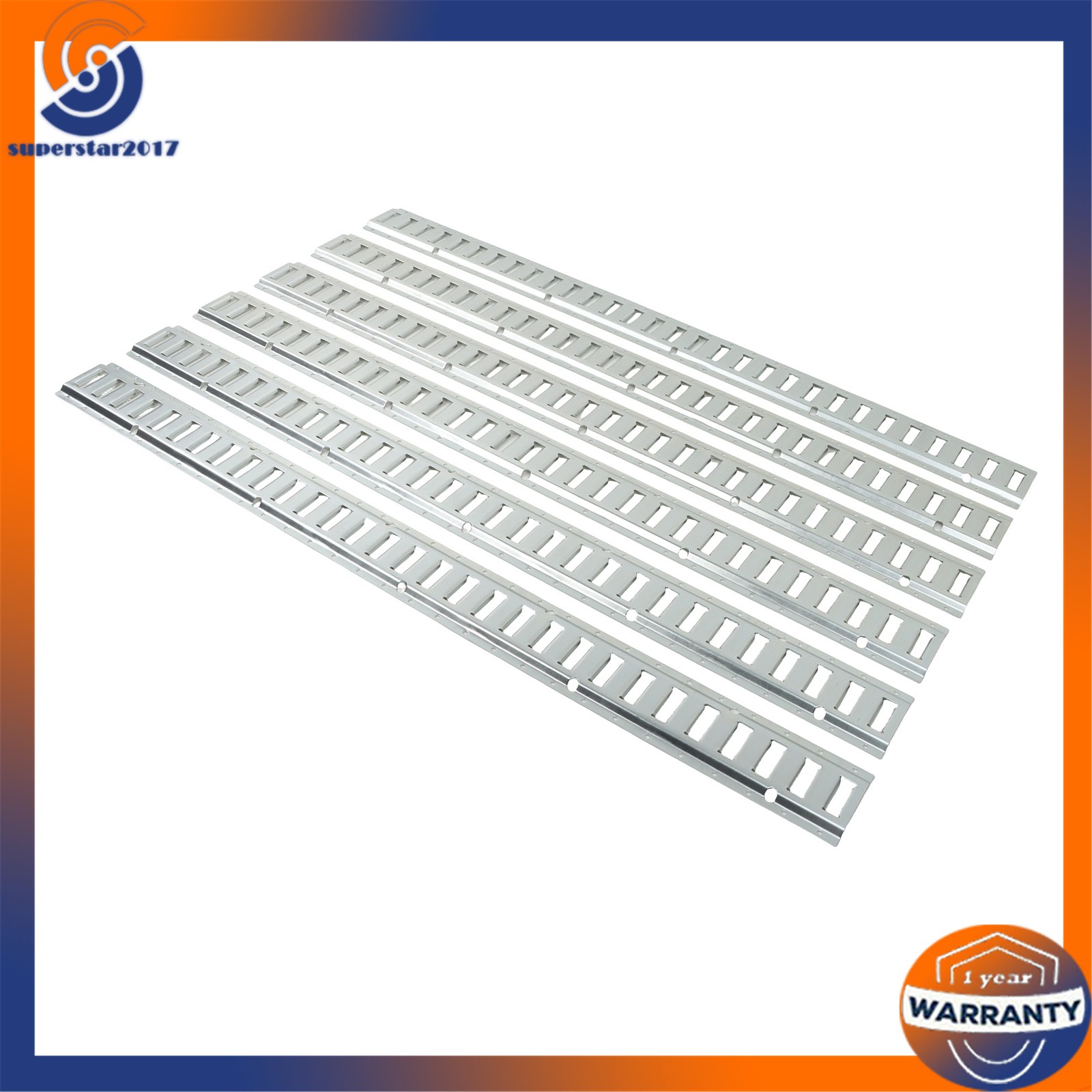 12PCS E-Track Tie-Down Rail Kit 6x 5ft Silver Galvanized Rails 6 O-Ring Anchors