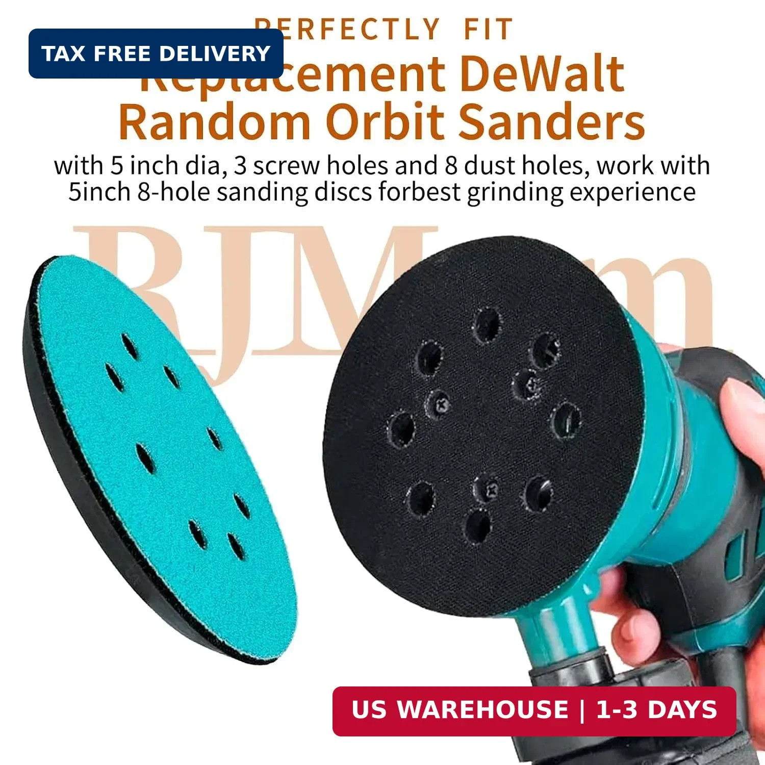 2Pack 5 Inch 8 Hole Sander Hook and Loop Replacement Sanding Pad for DeWalt Sand
