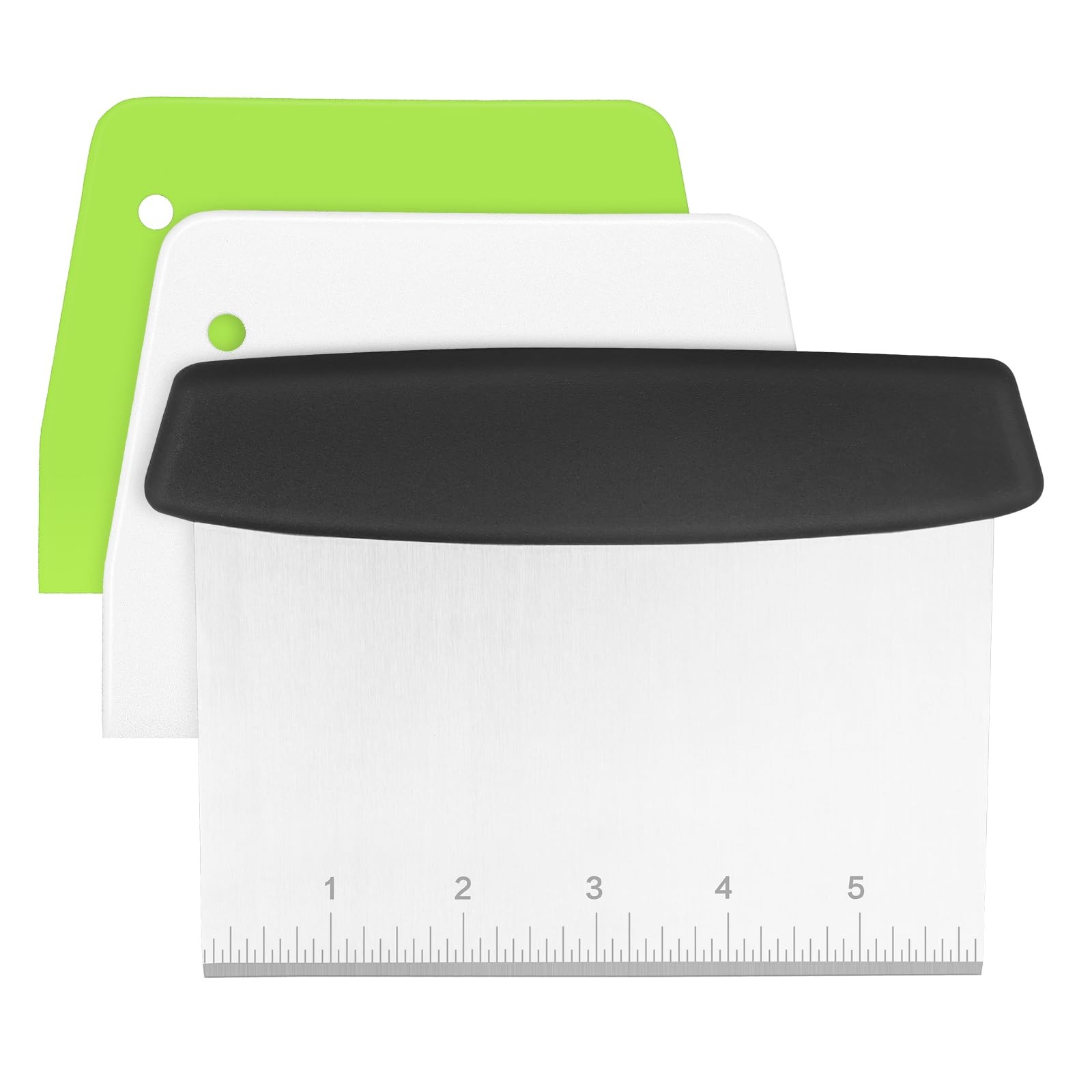 Dough Scraper Set of 3 with Handle and Scale Stainless Steel Dough Scraper, P...
