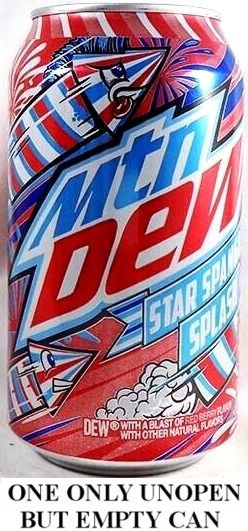 Mountain Dew Star Spangled Splash Red Berry UNOPEN EMPTY 12oz Can USA 2024 LtdEd