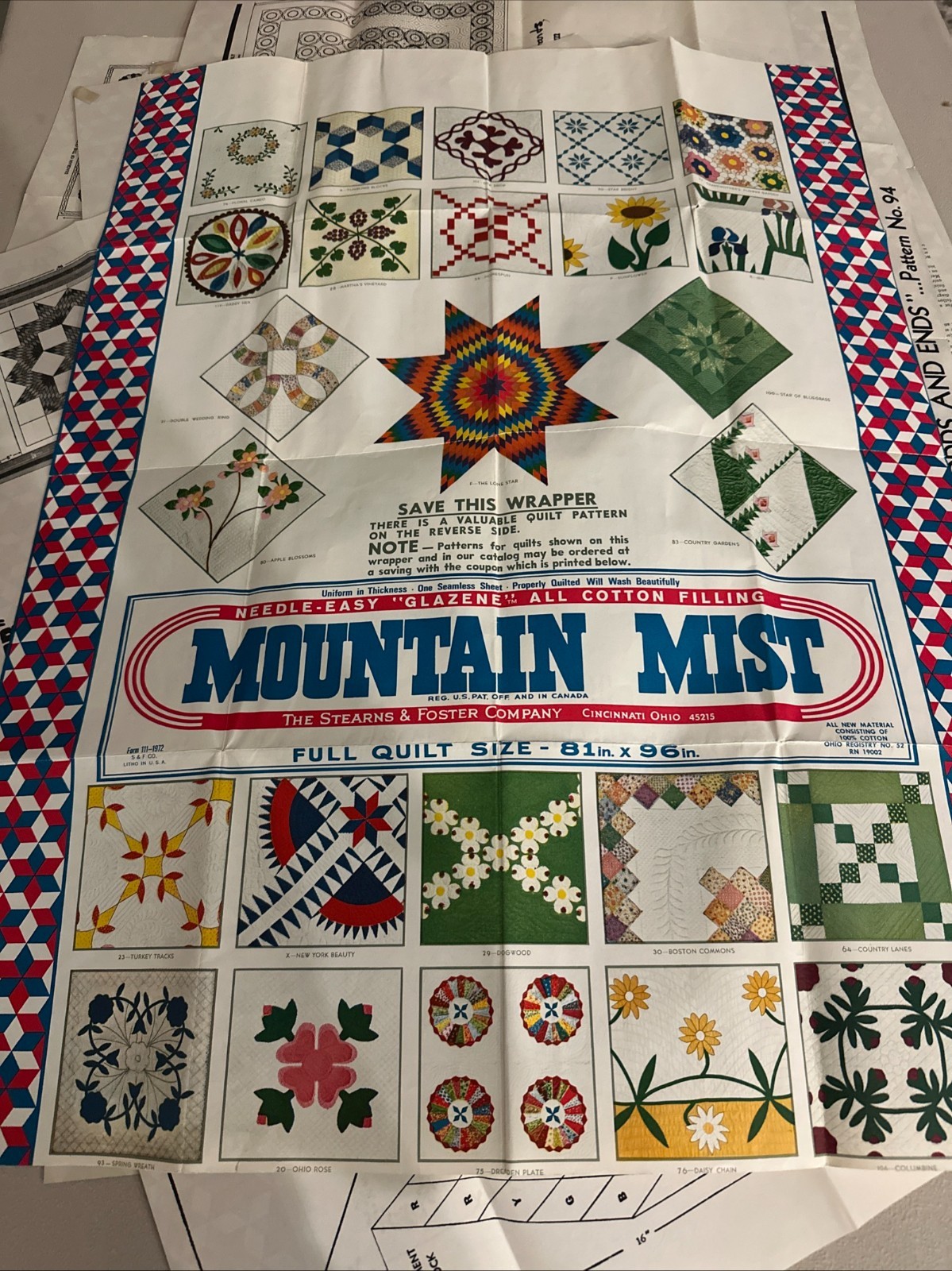 Mountain Mist 1931 Wrapper with Pieced  Quilt Pattern -Hexagon Pattern Number 25