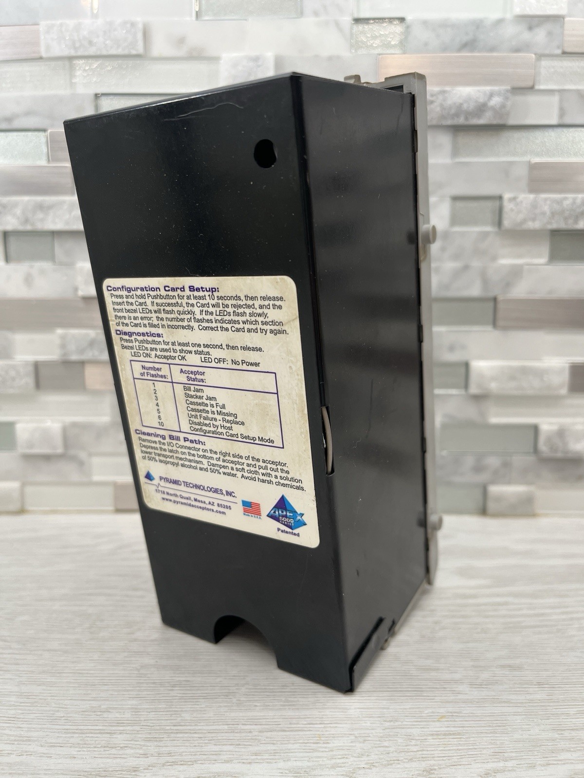 Pyramid Apex Metal bill validator 500 Bill Cash box Stacker