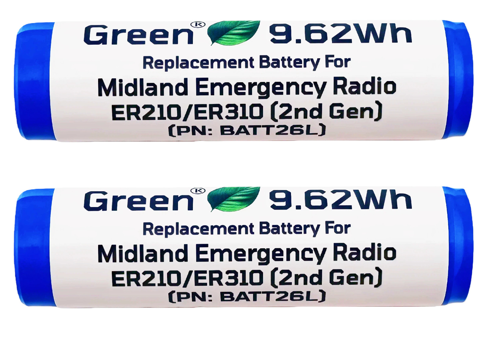 (2-Pack) Midland PN: BATT26L 2nd Gen. ER210 & ER310 Replacement Battery 2600mAh