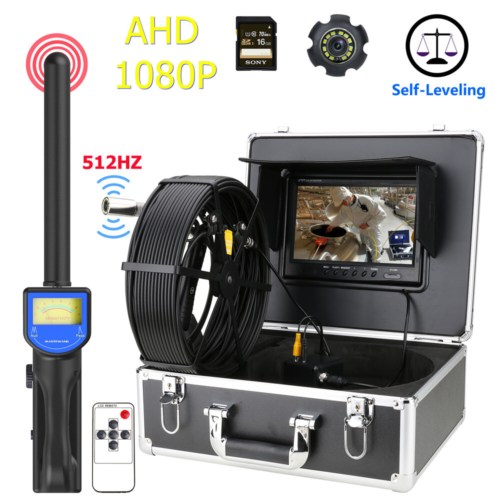 Pipe Inspection Camera w/ Locator Drain Sewer Camera Self Leveing 9inch 40M DVR