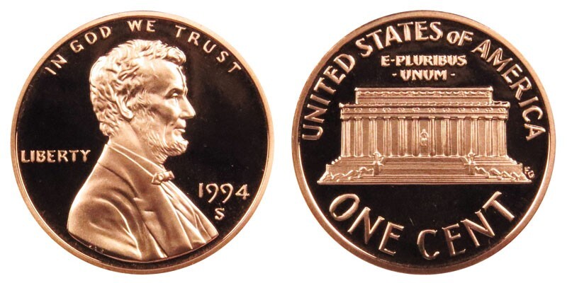 1994 S GEM BU PROOF Lincoln MemoriaL BRILLIANT UNCIRCULATED PENNY PF COIN #3424