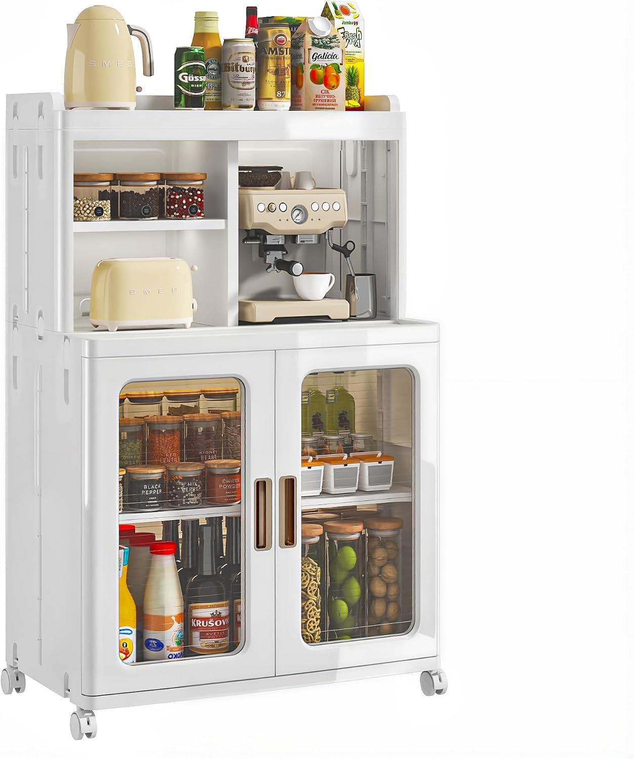 Foldable Plastic Sideboard Cabinet with Adjustable Shelves Waterproof Buffet