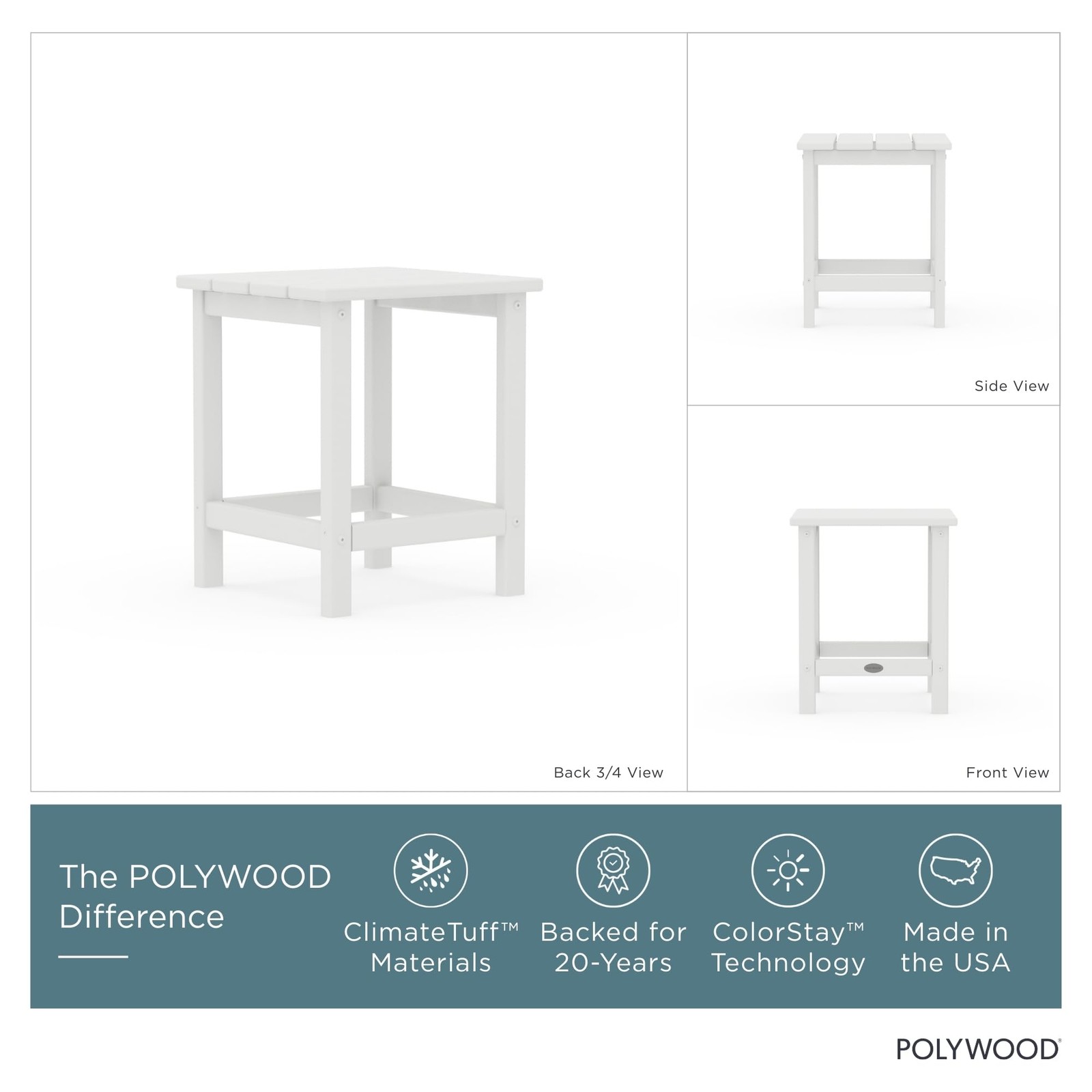Long Island 18" Side Table, White