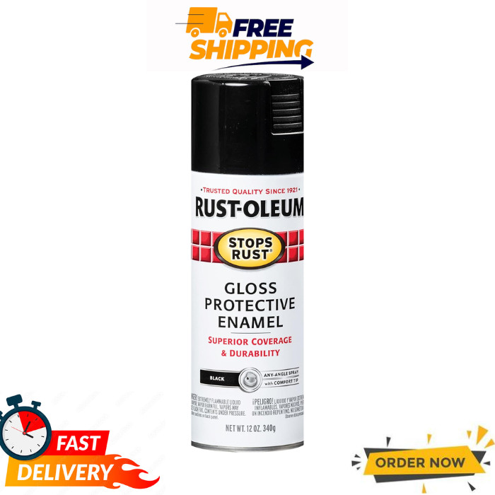 12 oz. Protective Enamel Gloss Black Spray Paint – Durable, Smooth Finish for Pr