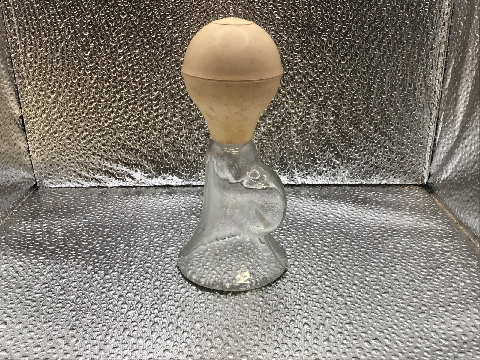 VINTAGE~RUBBER BULB GLASS BREAST PUMP~ANCHOR HOCKING?~ MARKED (A)