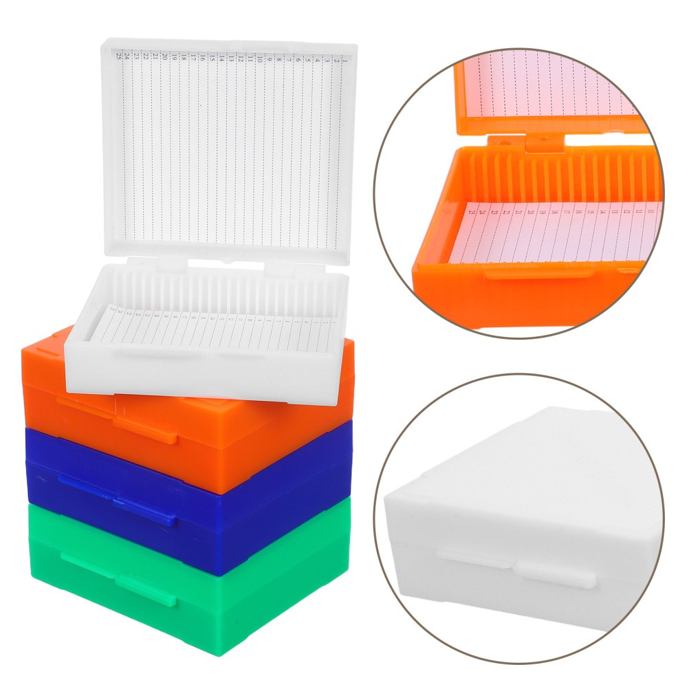 4 Pcs Microscope Accessories Slide Case Plastic Rectangle Holder Container