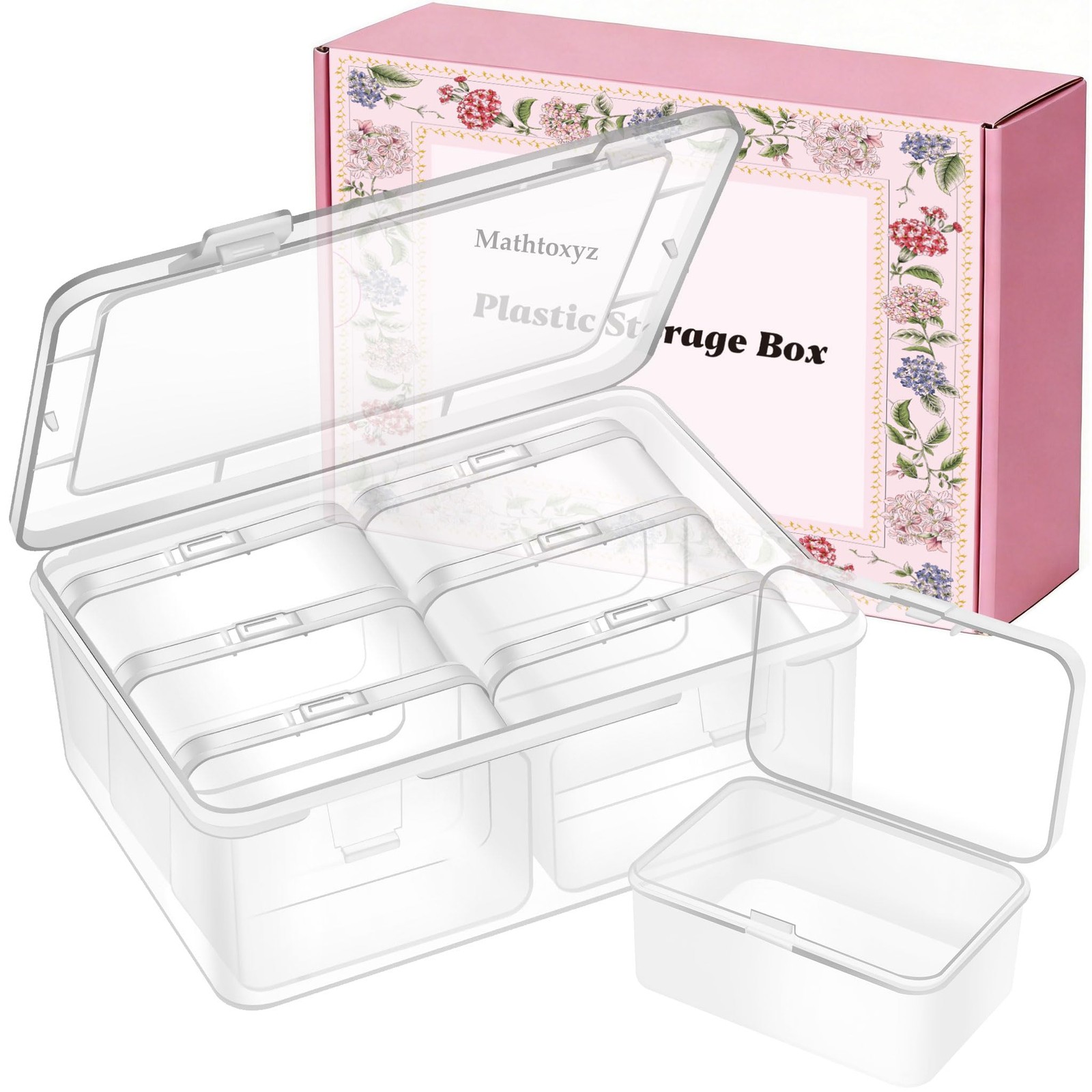 Mathtoxyz Small Bead Organizers and Storage, Clear Rectangle