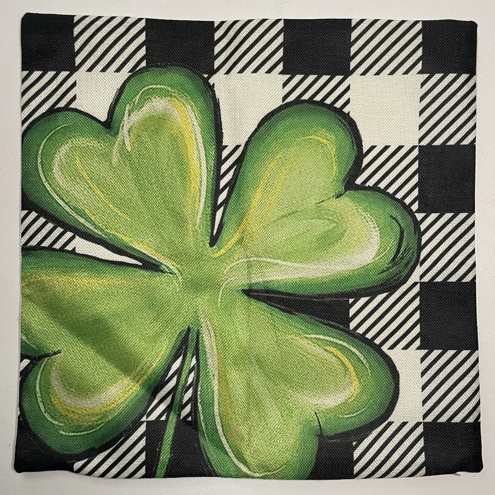 St Patricks Day Shamrock Throw Pillow Cover 17” x 17” Cotton - New w/o Tags