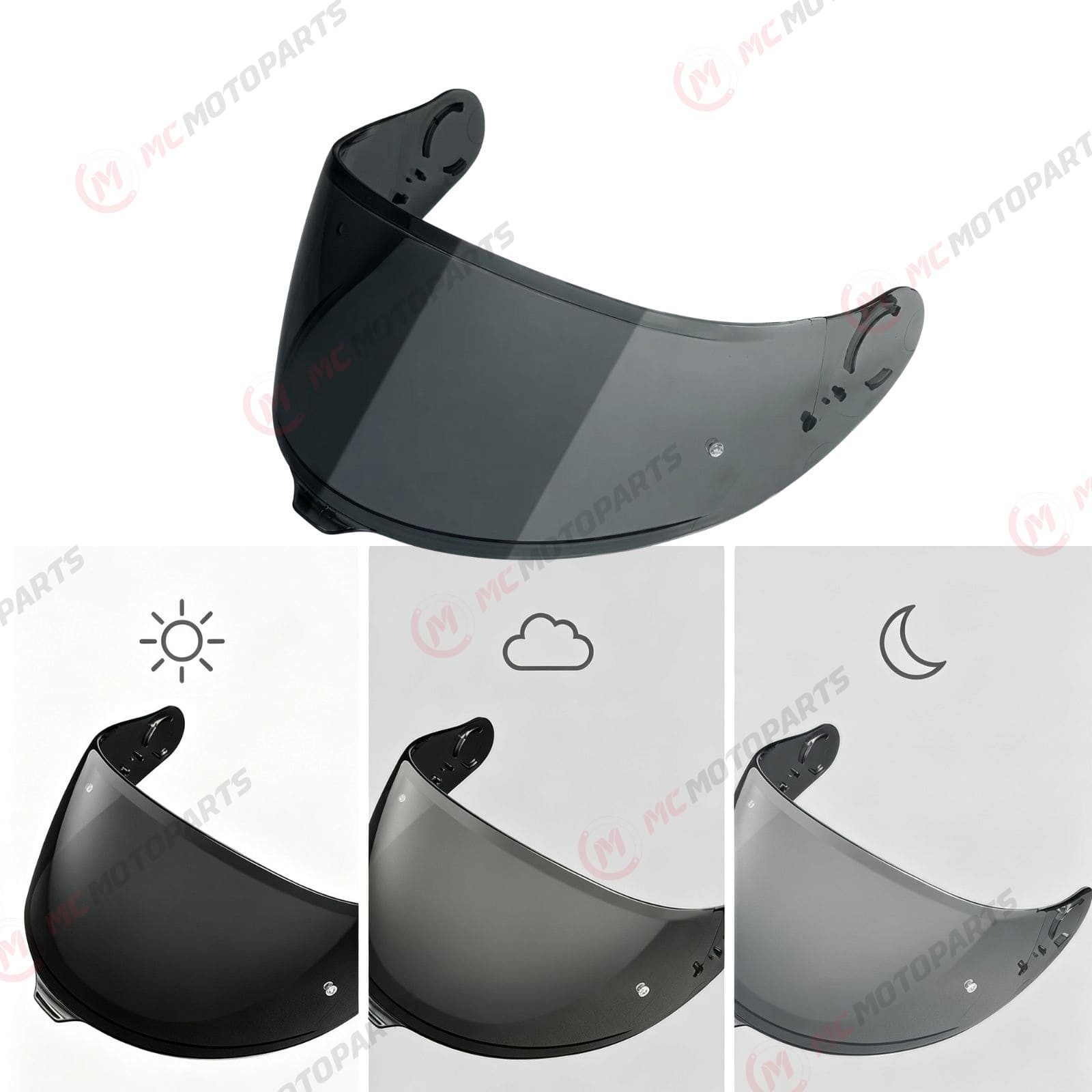 Photochromic Visor Light Black To Dark With Pins Fit Shoei GT-Air 3 CNS-1C