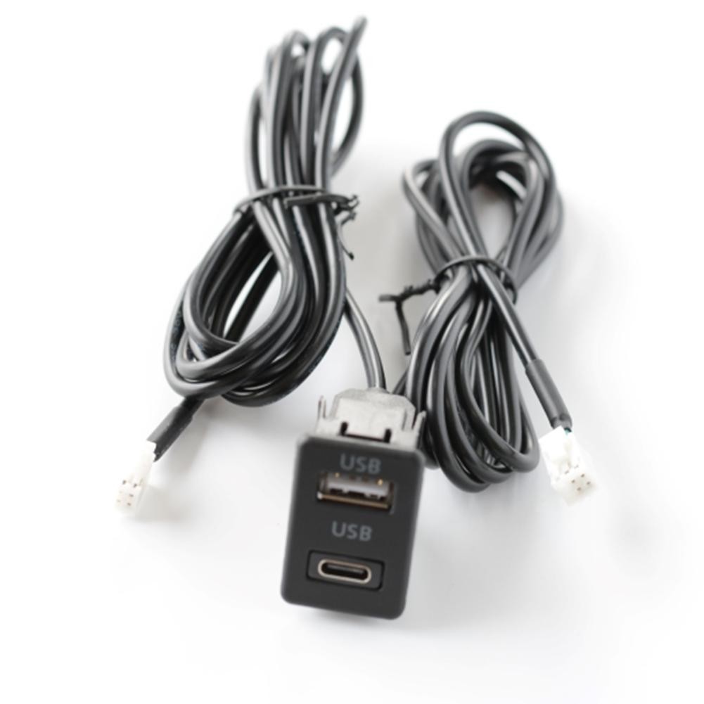 Car Dash Mount USB+TYPE-C Port Panel Interface Extension 145cm Cable Adapter New