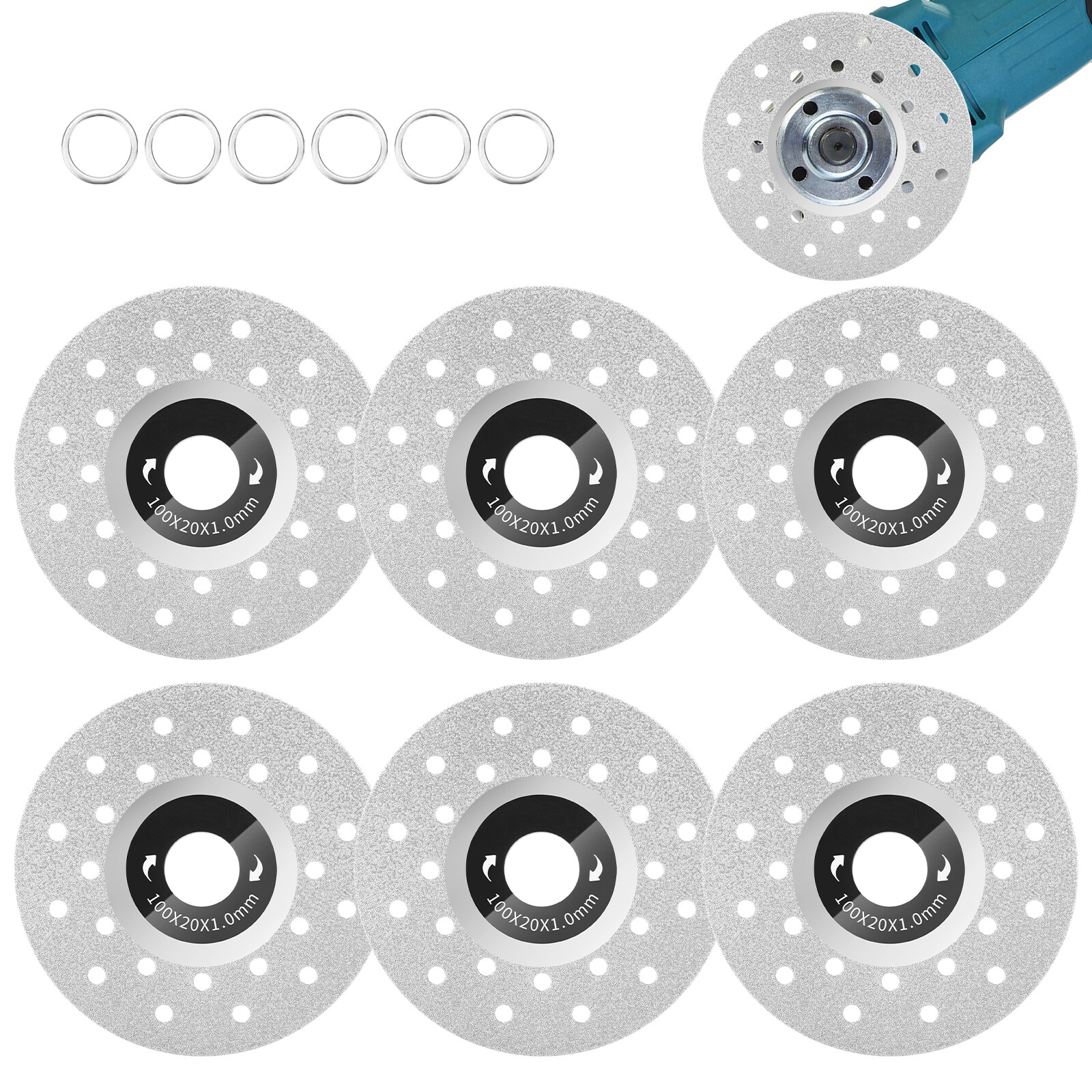 6PCS 4in Rock Slab Grinding Disc Rock Plate Flat Grinding Disc Diamond Saw Blade