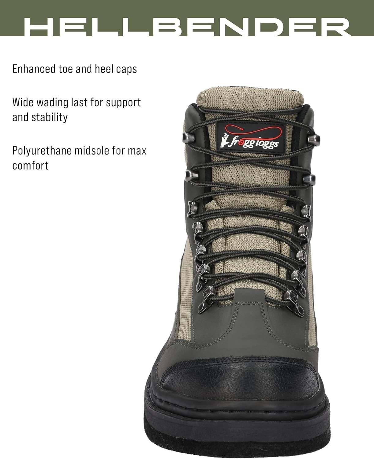 Frogg Toggs® (Men's 12) Hellbender™ Felt Wading Boot in Green/Silver/Black