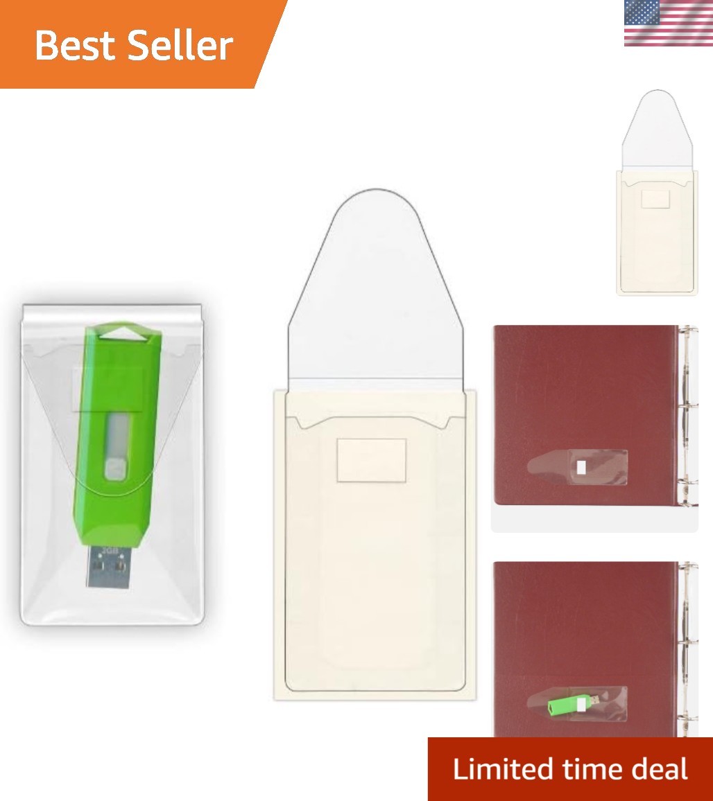 25-Pack Clear USB Flash Drive Holders with Resealable Flap & Peel & Stick Design
