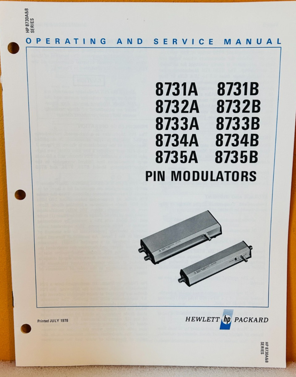 HP 08731-90011 8731A 8732A 8733A 8734A 8735A 8731B etc PIN Modulators Manual.