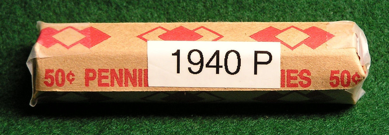 1940 United States Lincoln "WHEAT" Used/Circulated Pennies - ONE Roll of 50
