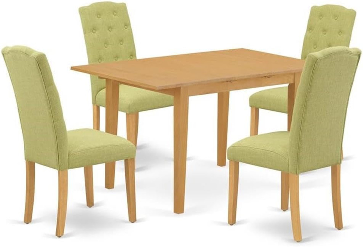 NOCE5-OAK-07 5 Piece Dining Table Set Includes a Rectangle Kitchen Table with Bu