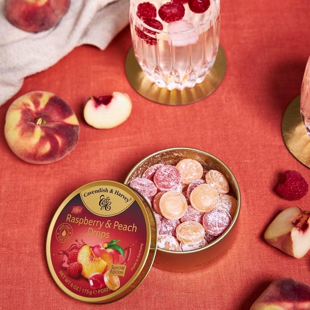 Cavendish & Harvey | Raspberry & Peach Filled Hard 6 Ounce (Pack of 1), Gold