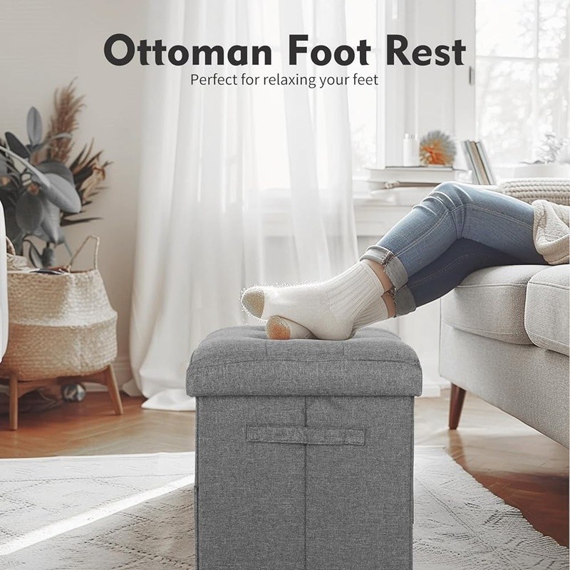 Square Storage Ottoman Footstool Durable Bench W/ Hidden Compartment Foam New