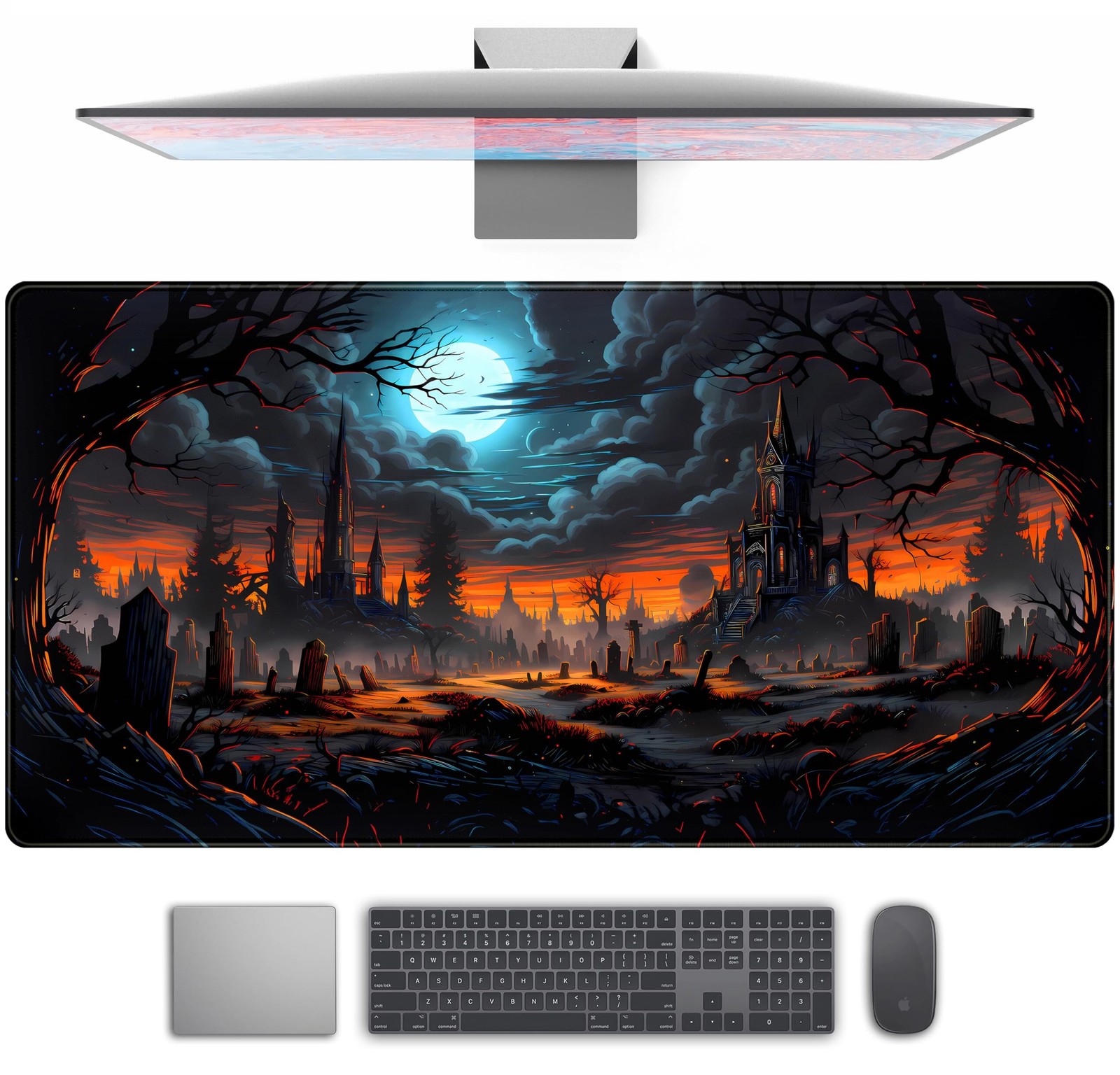Dark Fantasy Castle Desk Pad Extended Gaming Mouse Pad, XXL Large Computer La...