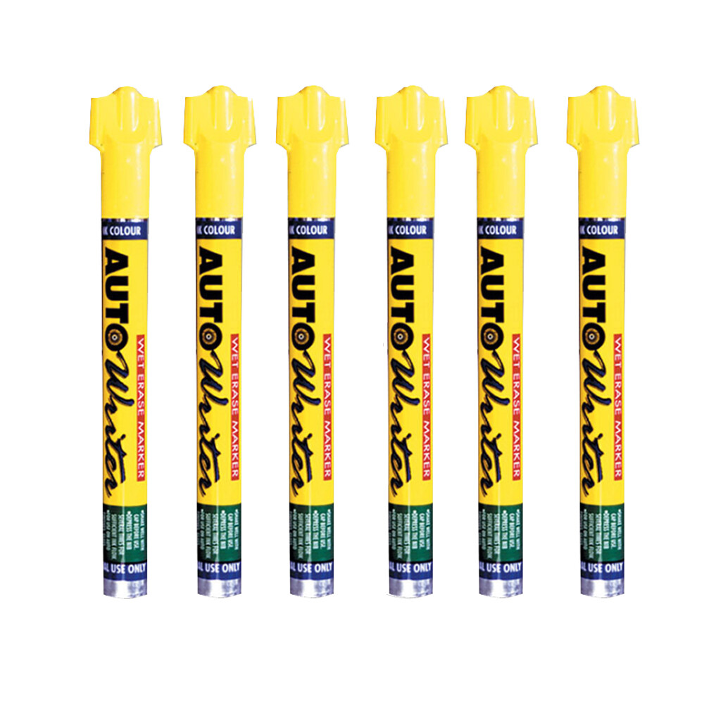6ct USC Yellow Auto Writer Wet Erase Marker 37003 - Paint Marker Automotive