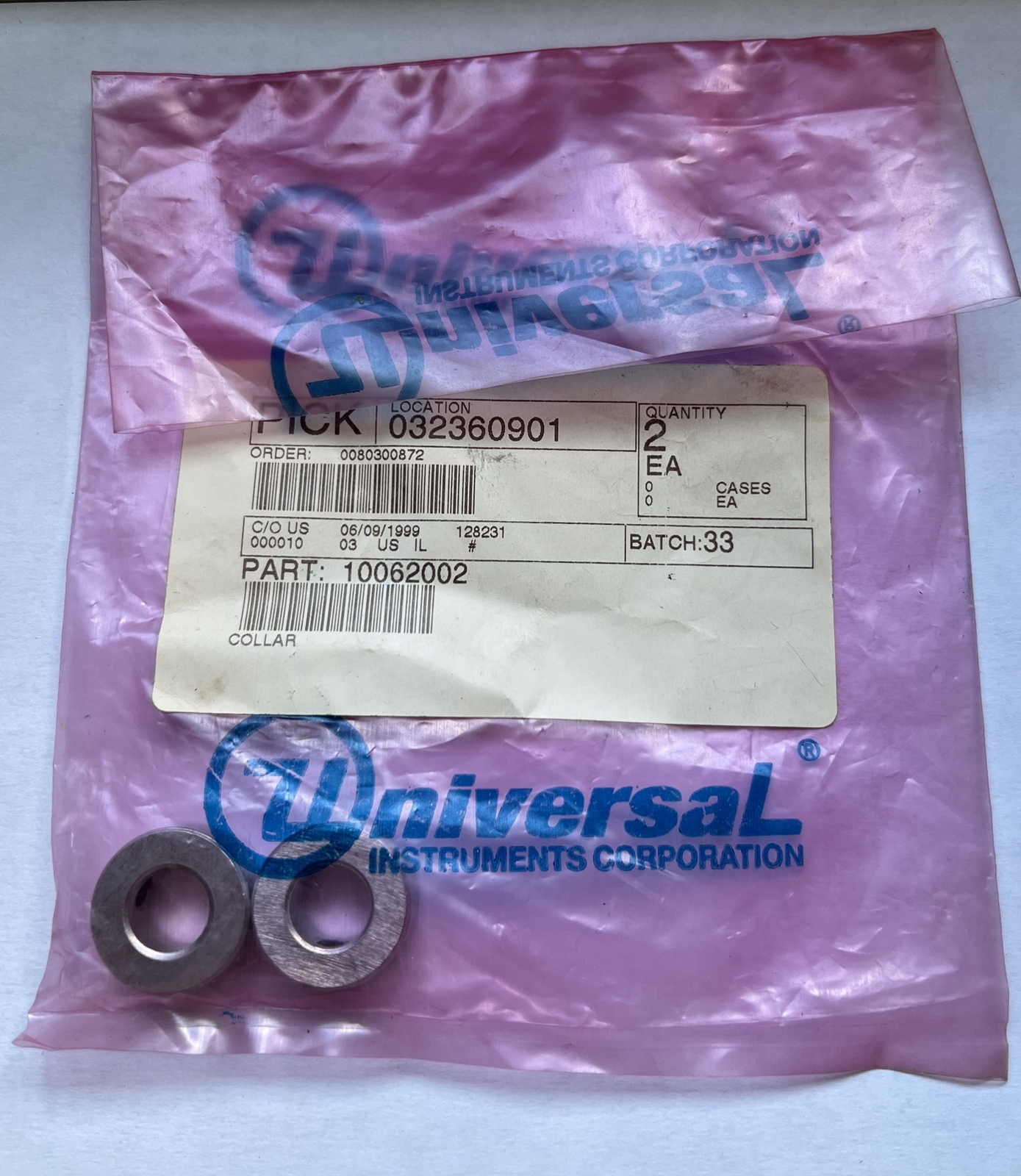 2pcs 10062002 COLLAR Universal Instruments Genuine Replacement Parts