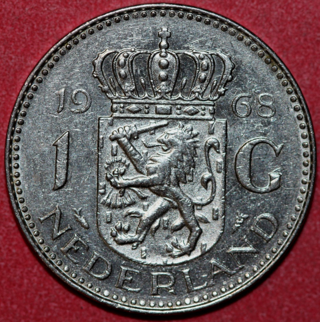 Netherlands 1968 1 Gulden Queen Juliana, -Foreign Coin 25mm