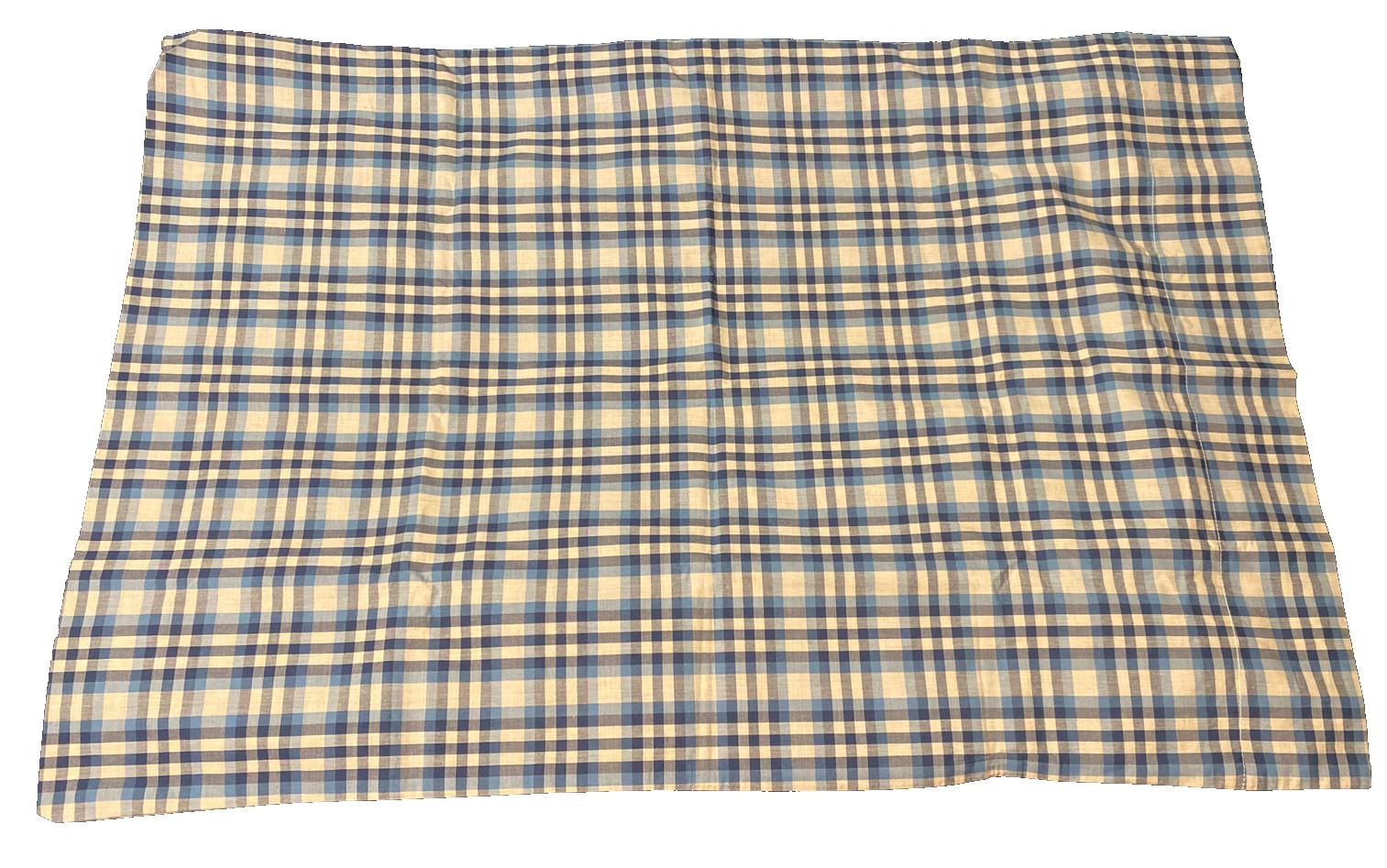 Pottery Barn Teen Standard Pillowcase Plaid Blue Gray Checkered Cotton Tartan